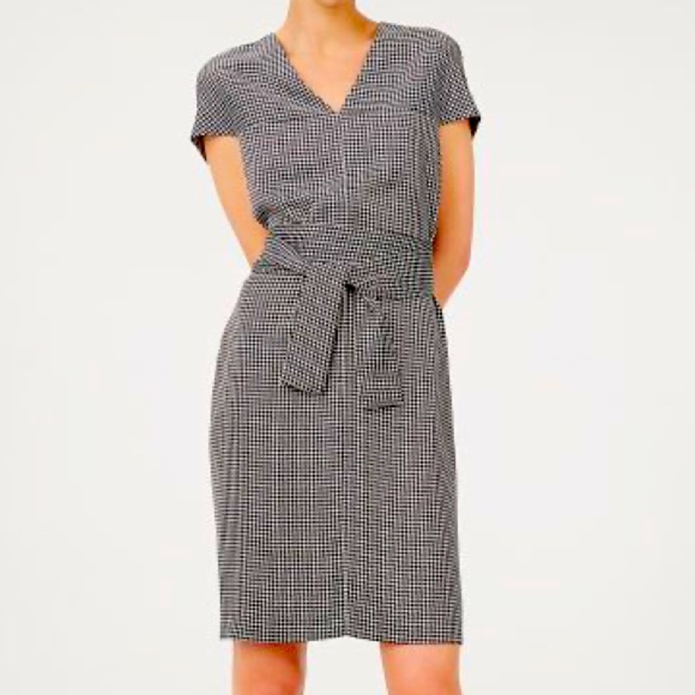 Club Monaco Vanellie Houndstooth Cocoon Dress with Waist Belt Size 6